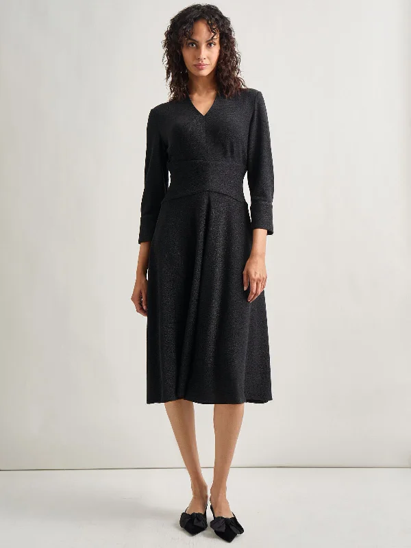 Modern Fit-and-Flare Sparkle Stretch Woven Midi Dress