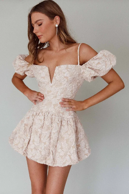 Mon Bebe Drop Waist Mini Dress Sand Comfortable Shift Mini Dress