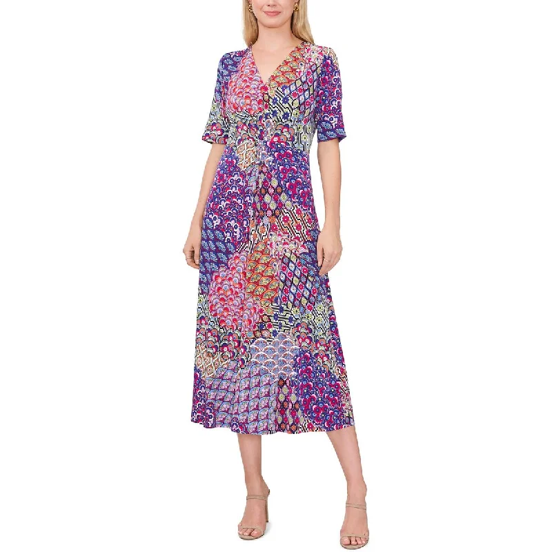 MSK Womens Twist Front Mid-Calf Midi Dress Comfortable Adjustable Strap Midi Dress