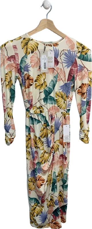 Never Fully Dressed Multicoloured Pastel Palm Hartowe Midi Dress UK 6 Trendy Tiered Hem Midi Dress Never Fully Dressed Multicoloured Pastel Palm Hartowe Midi Dress UK 6 Trendy Tiered Hem Midi Dress