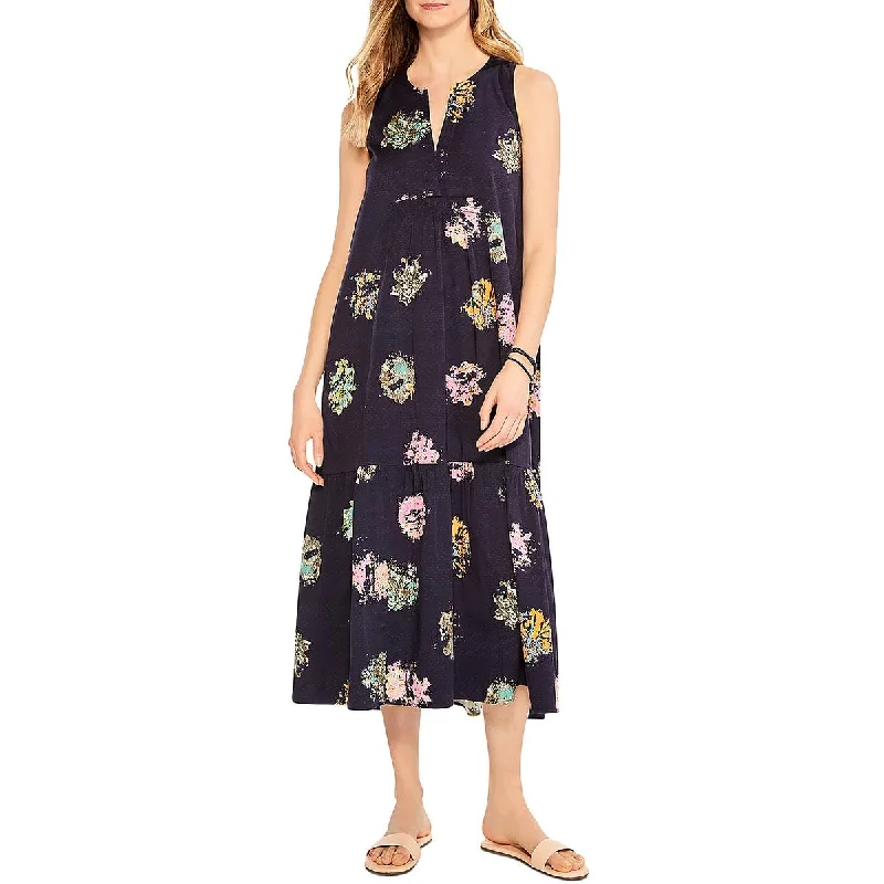 Nic + Zoe Womens Cotton Mid-Calf Midi Dress Cozy Midi Dress with Pockets