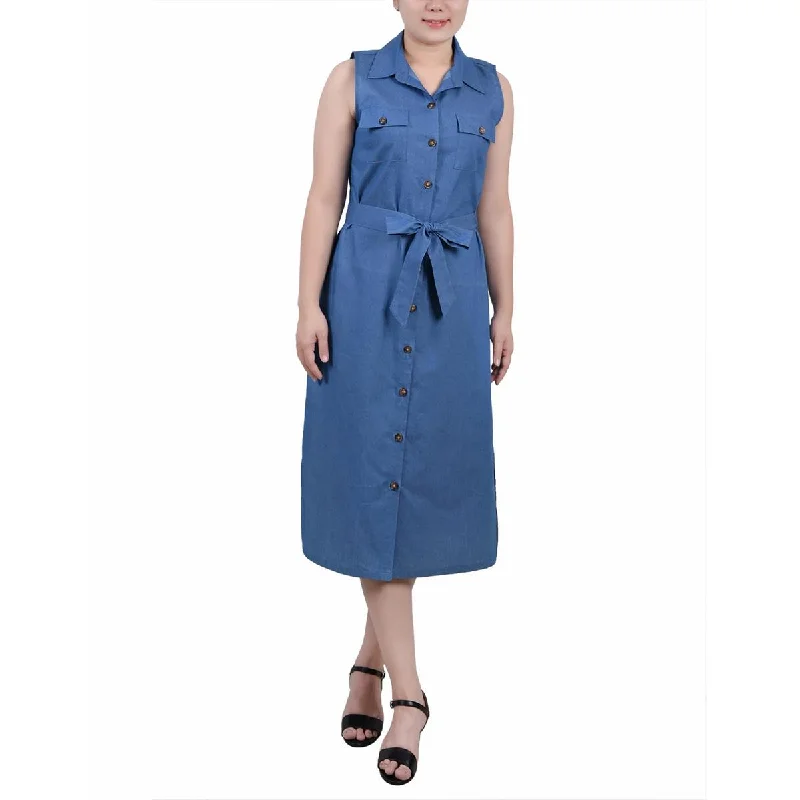 NY Collection Womens Petites Button Cotton Midi Dress Comfortable Geometric Print Midi Dress NY Collection Womens Petites Button Cotton Midi Dress Comfortable Geometric Print Midi Dress