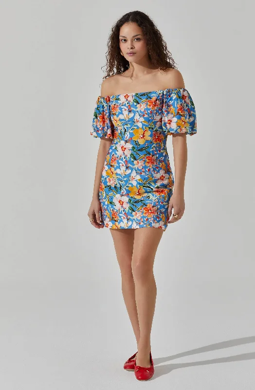 Off Shoulder Mini Dress Classic Solid Mini Dress