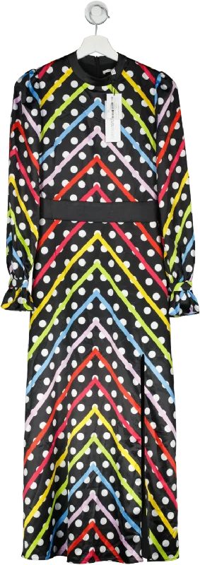 Olivia Rubin Black Rainbow Polka Dot Printed Satin Midi Dress BNWT UK 6 Comfortable Wrap Midi Dress Olivia Rubin Black Rainbow Polka Dot Printed Satin Midi Dress BNWT UK 6 Comfortable Wrap Midi Dress