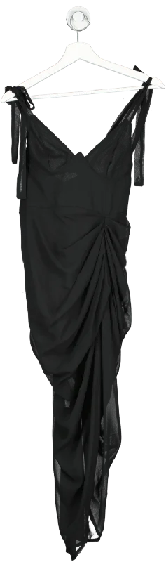 PrettyLittleThing Black Underwire Detail Draped Midi Dress UK 8 Fashionable Sheer Sleeve Midi Dress