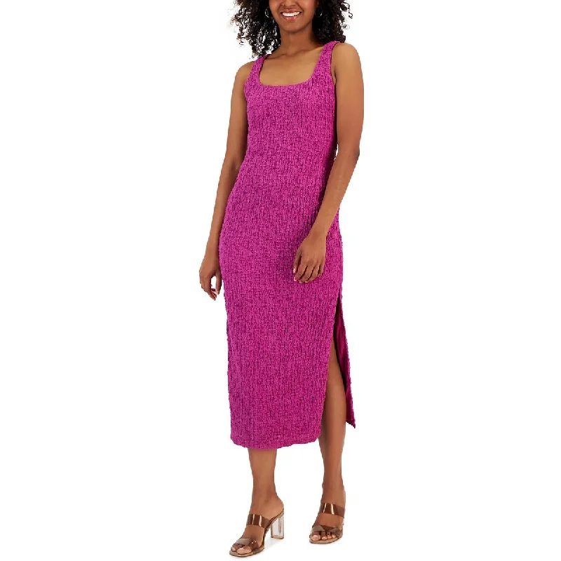 Rachel Rachel Roy Womens Textured Midi Dress Elegant V-Neck Midi Dress