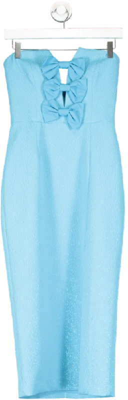 Rebecca Vallance Cecily Bow Detail Midi Dress Blue UK 4 Elegant Satin Slip Midi Dress Rebecca Vallance Cecily Bow Detail Midi Dress Blue UK 4 Elegant Satin Slip Midi Dress