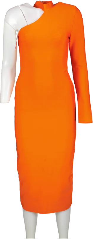 River Island Orange One Shoulder Bodycon Midi Dress UK 8 Fashionable High-Neck Midi Dress River Island Orange One Shoulder Bodycon Midi Dress UK 8 Fashionable High-Neck Midi Dress