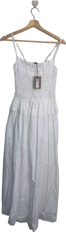 River Island White Smocked Midi Dress UK 12 Stylish Vintage Midi Dress