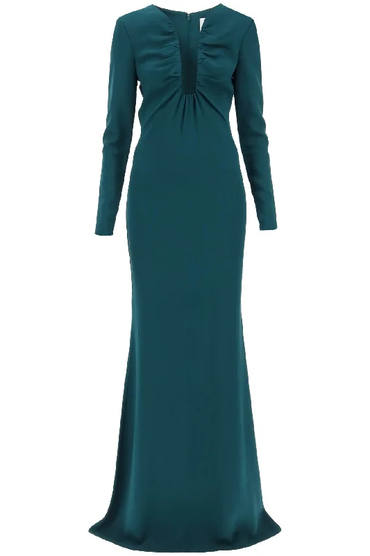 Roland mouret maxi dress with plunging neckline 006X DARK GREEN