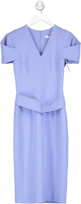 Safiyaa Purple Belted Midi Dress UK 8 Fashionable Fitted Midi Dress