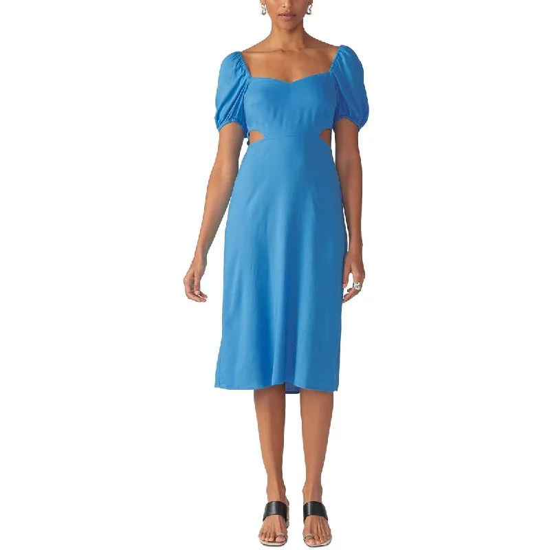 Sanctuary Womens Cut-Out Mid-Calf Midi Dress Fashionable Plaid Midi Dress