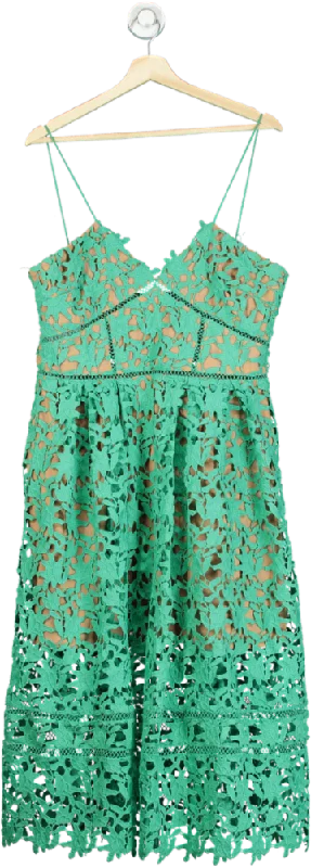 Self-Portrait Spearmint Azaleea lace Midi Dress UK 16 Chic Off-Shoulder Midi Dress