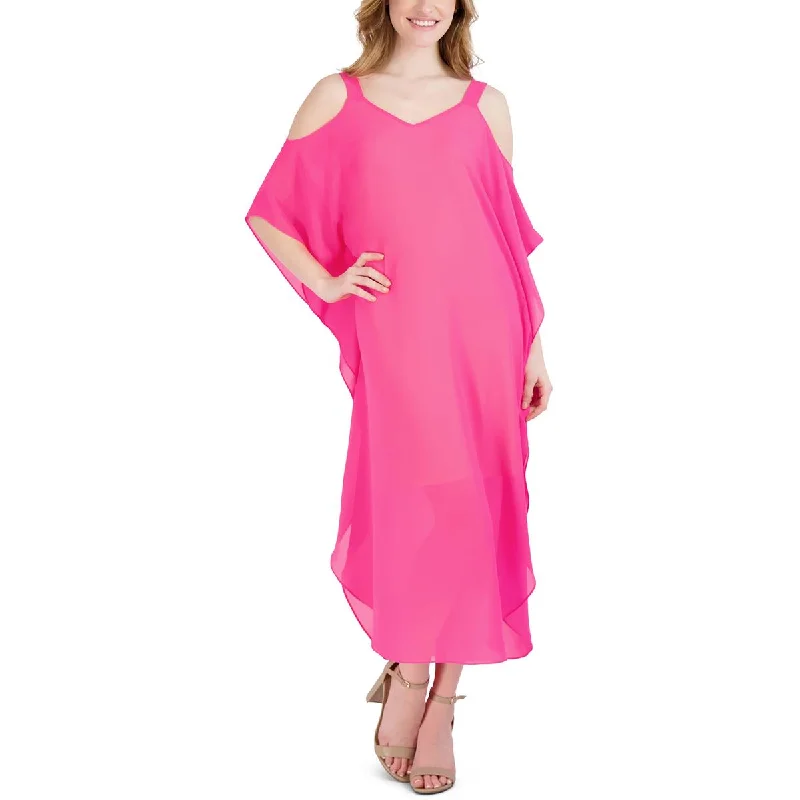 Signature By Robbie Bee Womens Chiffon Cold Shoulder Midi Dress Cozy Wide Strap Midi Dress Signature By Robbie Bee Womens Chiffon Cold Shoulder Midi Dress Cozy Wide Strap Midi Dress