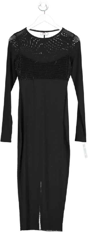 SLA the label Black Soho Midi Dress UK XS Fashionable Plaid Midi Dress