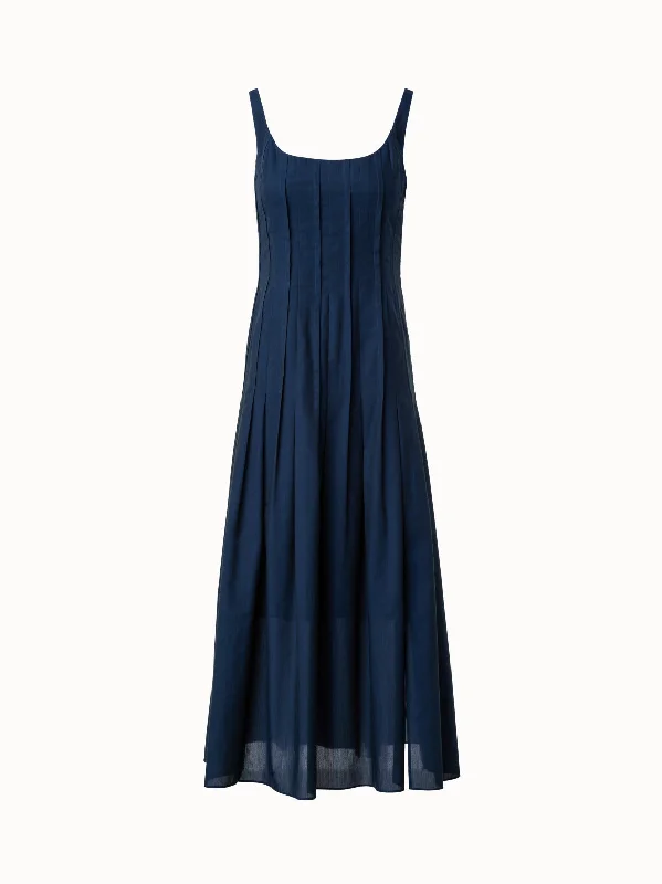 Sleeveless Midi Dress in Cotton Voile