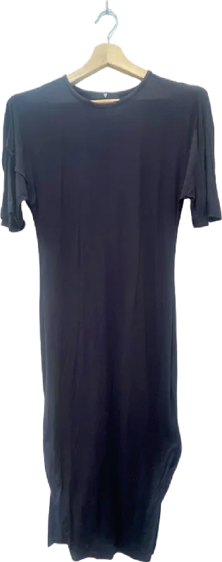 South Black Short Sleeve Midi Dress UK 10 Cozy Wide Strap Midi Dress