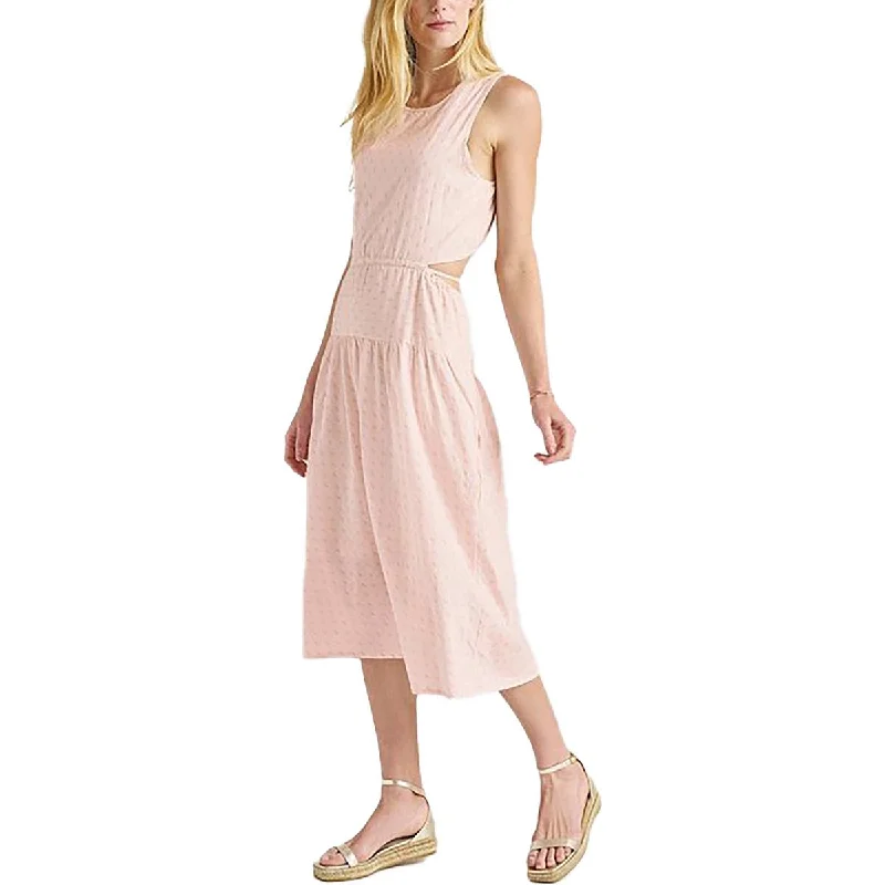 Splendid Womens Renata Metallic Open Back Midi Dress Elegant Sleeveless Midi Dress