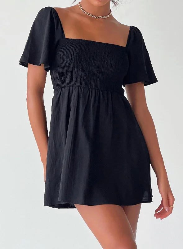 Summer Nights Mini Dress Black Elegant Velvet Mini Dress