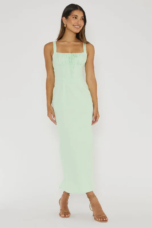 Sweet Pea Tied Bust Midi Dress Mint