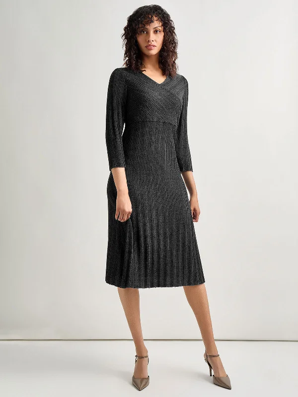 Textural Stripe Knit Midi Dress