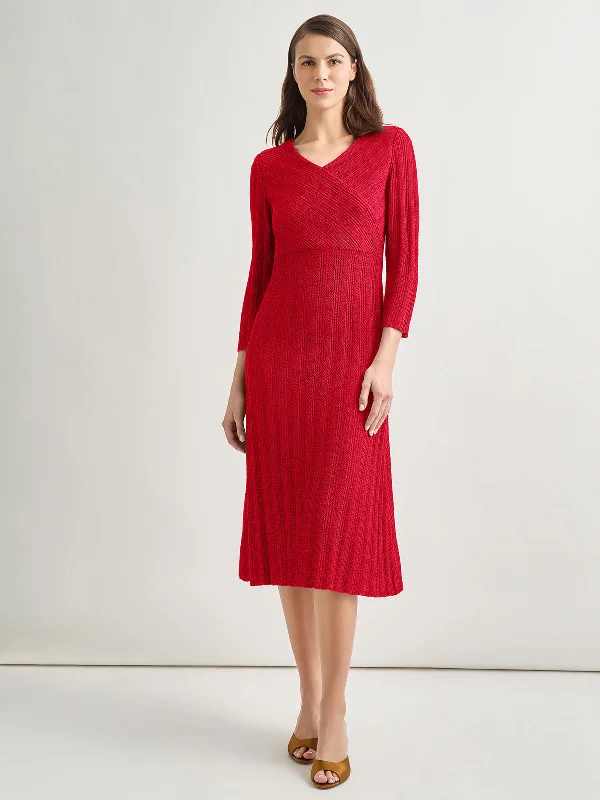 Textural Stripe Knit Midi Dress