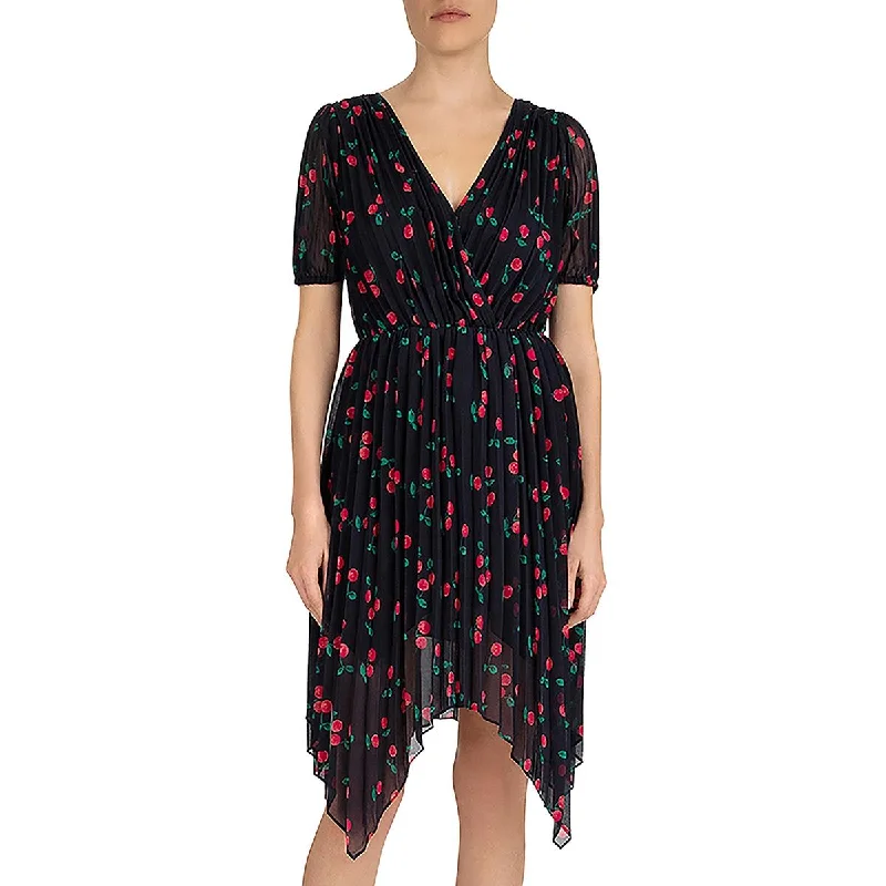 The Kooples Womens Asymmetric Polyester Midi Dress Comfortable Draped Midi Dress