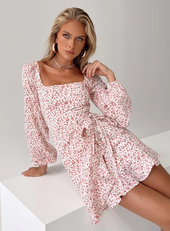 The Villa Mini Dress Floral Cozy Long Sleeve Mini Dress