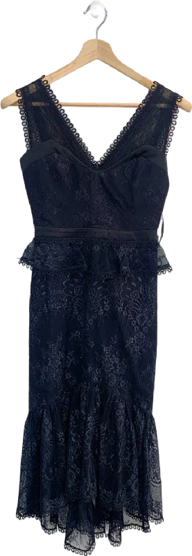 Three Floor Black Lace Midi Dress UK 8 Stylish Satin Midi Dress