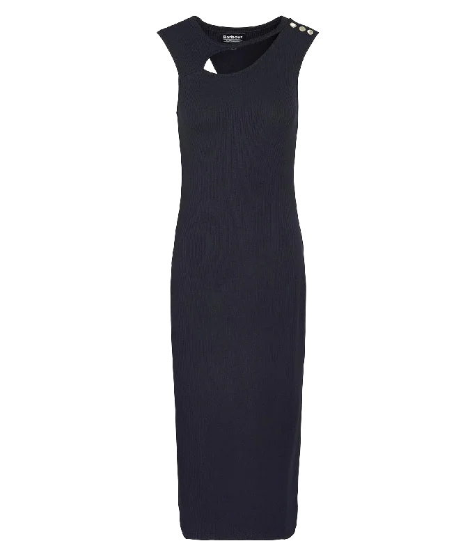 Jenny Midi Dress - Black Elegant Satin Midi Dress