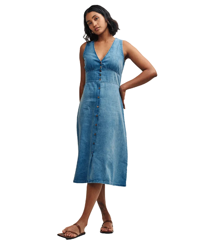 Sandra Midi Dress - Blue Elegant Floral Skirt Midi Dress