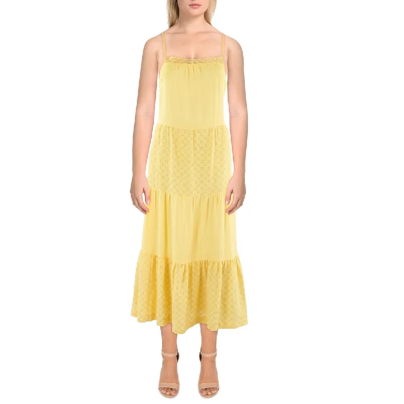 Z Supply Womens Dalilah Woven Eyelet Midi Dress Chic Bohemian Midi Dress