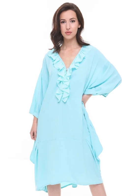 Waterfall Ruffle Detail Front Oversized Floaty Maxi Dress Cozy Ribbed Maxi Dress