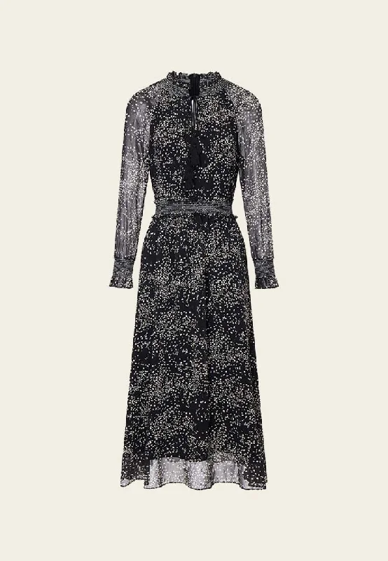 Ruffled Jacquard Chiffon Maxi Dress Chic Off-Shoulder Maxi Dress