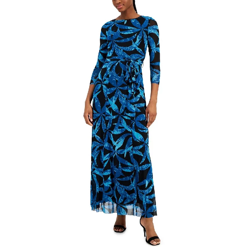 Anne Klein Womens Printed Long Maxi Dress Cozy Spaghetti Strap Maxi Dress