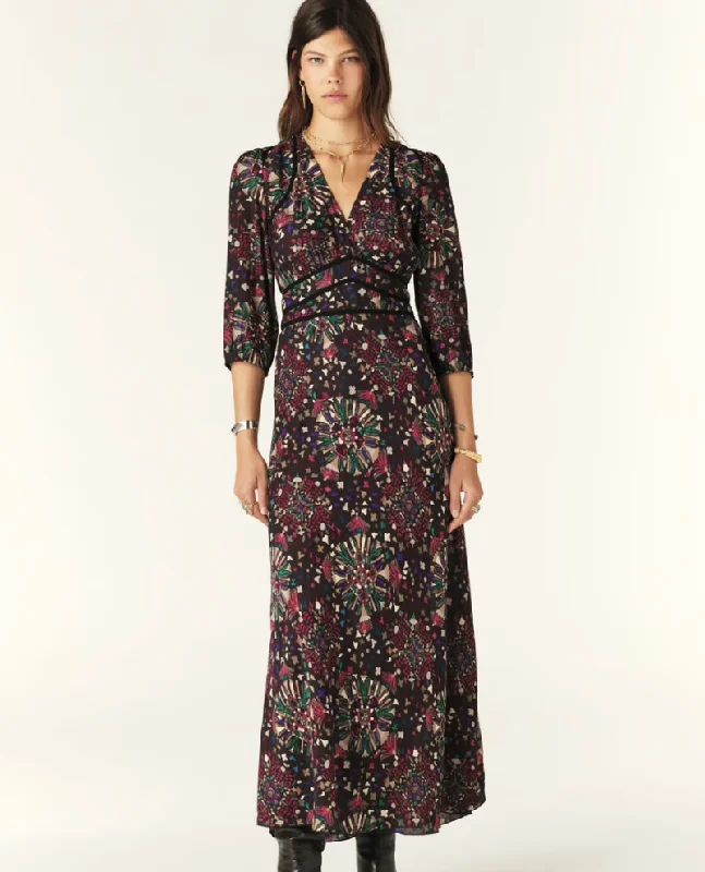 Ba&sh Fazia Anthracite Grey Maxi Dress Trendy Button Front Maxi Dress