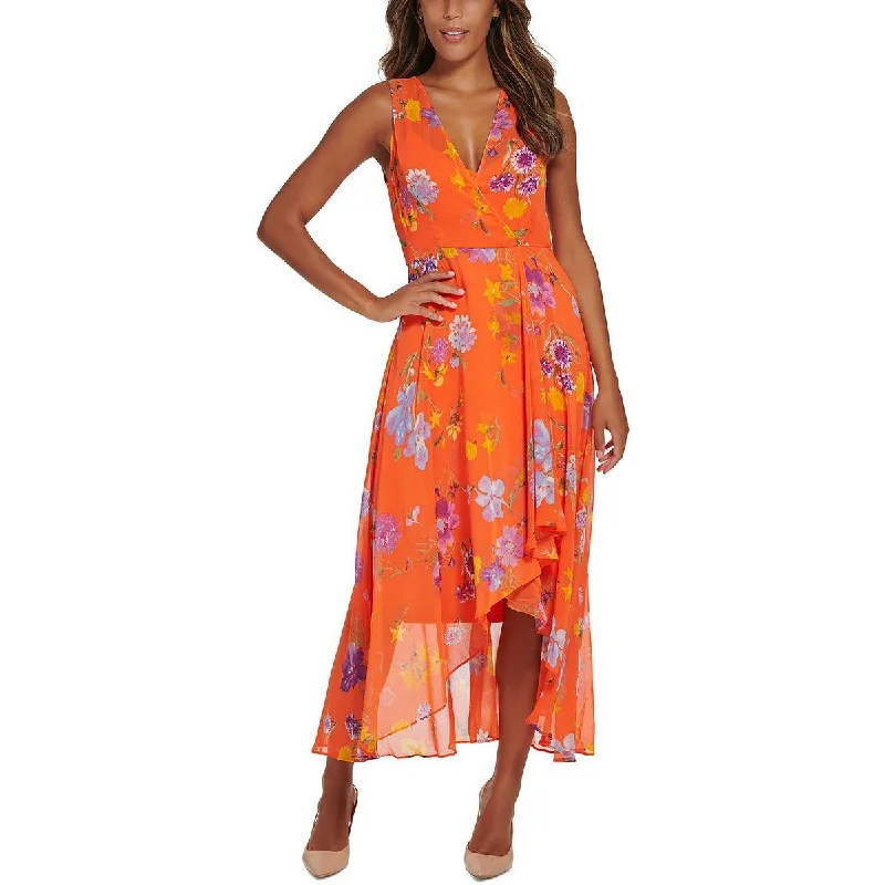 Calvin Klein Womens Chiffon Long Maxi Dress Chic Boho Print Maxi Dress