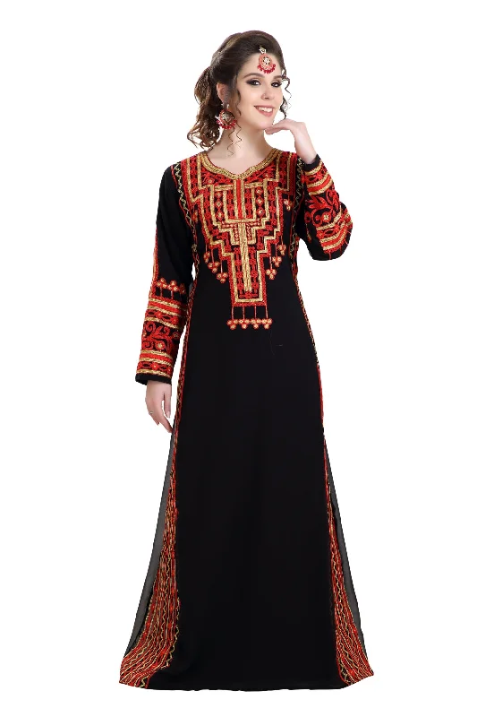 Farasha Maxi Dress Embroidered Robe Comfortable Fitted Maxi Dress