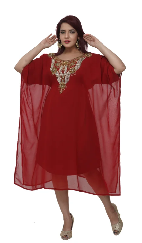 Farasha Maxi Dress Knee Length Kurti in Maroon Fashionable High-Waist Maxi Dress