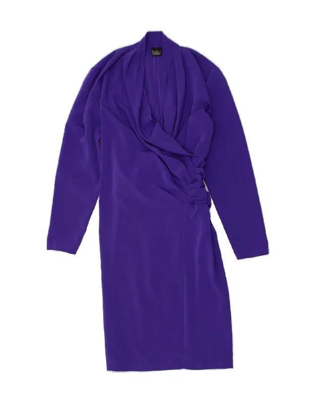 FIORELLA RUBINO Womens Long Sleeve Maxi Dress UK 14 Large Purple Polyester Classic Solid Maxi Dress FIORELLA RUBINO Womens Long Sleeve Maxi Dress UK 14 Large Purple Polyester Classic Solid Maxi Dress