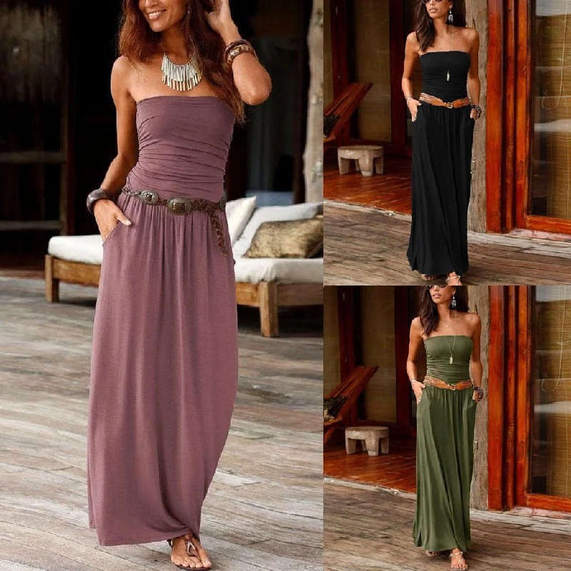 Maxi Dress 2019 Off Shoulder Long Dress Ladies Sundress Stylish V-Neck Maxi Dress