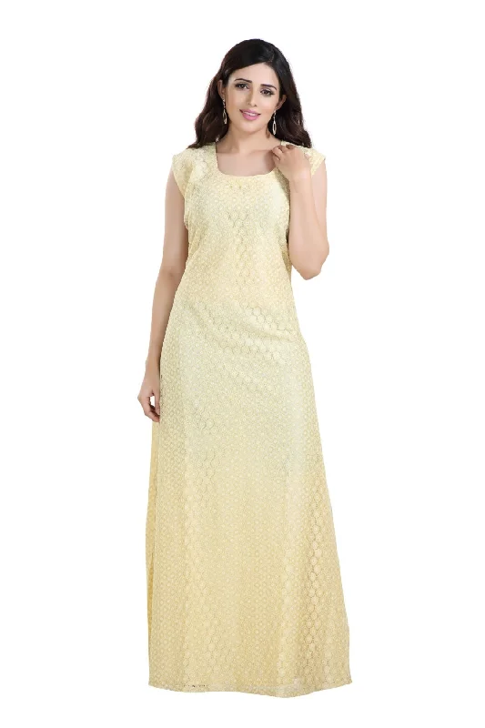 Maxi Dress in Soft Beige for Daily Use Fashionable Sheer Maxi Dress
