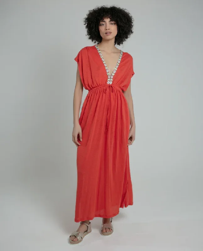 Nooki Lucia Orange Maxi Dress Classic A-Line Maxi Dress