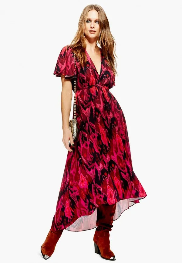 TOPSHOP (BN) Magenta print maxi dress! 16 Comfortable Long-Sleeve Maxi Dress
