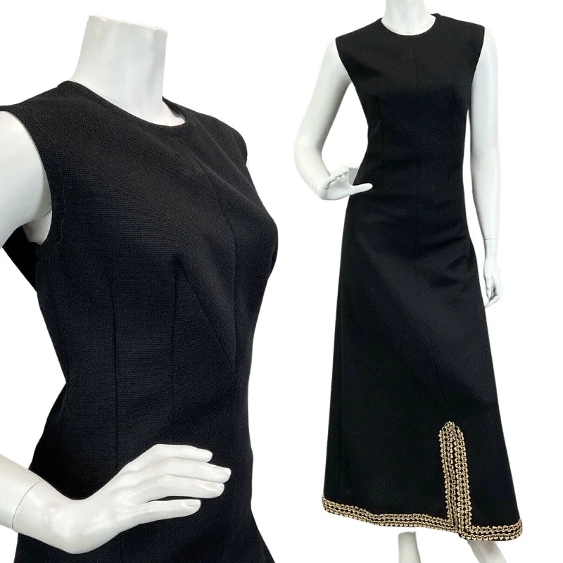 VINTAGE 60s 70s BLACK GOLD EMBROIDERED DISCO PARTY EVENING MAXI DRESS 10 Elegant Sleeveless Maxi Dress VINTAGE 60s 70s BLACK GOLD EMBROIDERED DISCO PARTY EVENING MAXI DRESS 10 Elegant Sleeveless Maxi Dress