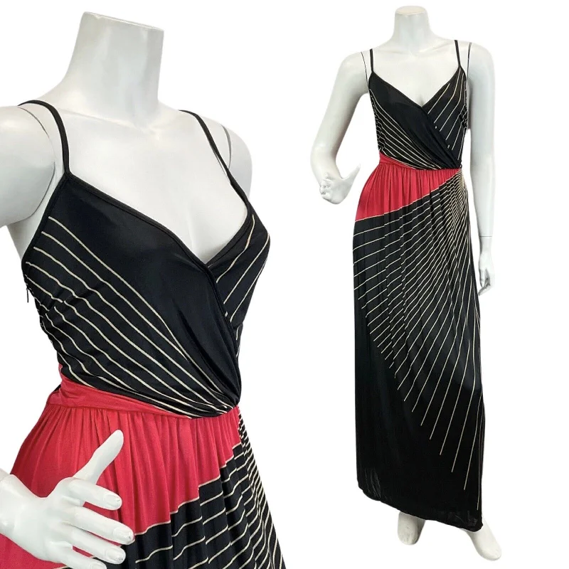 VINTAGE 60s 70s BLACK RED GOLD ABSTRACT PRINT DISCO BOHO FOLK MAXI DRESS 10 Comfortable Maxi Dress with Sleeves VINTAGE 60s 70s BLACK RED GOLD ABSTRACT PRINT DISCO BOHO FOLK MAXI DRESS 10 Comfortable Maxi Dress with Sleeves