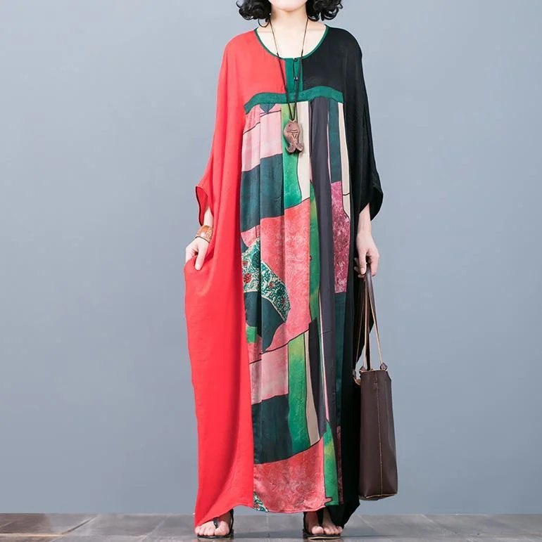 vintage red black patchwork natural silk dress oversize prints traveling clothing vintage batwing sleeve maxi dresses Fashionable Chiffon Tiered Maxi Dress vintage red black patchwork natural silk dress oversize prints traveling clothing vintage batwing sleeve maxi dresses Fashionable Chiffon Tiered Maxi Dress