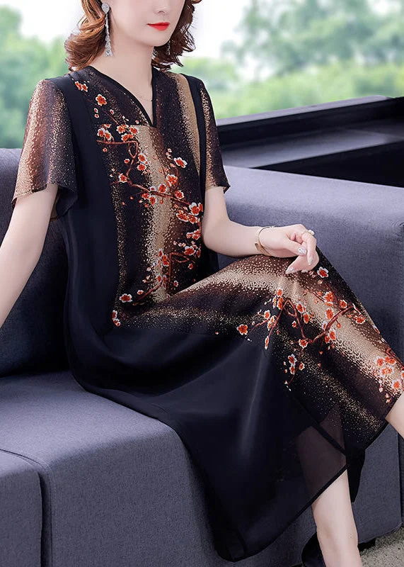 Vintage V Neck Print Patchwork Silk Maxi Dress Short Sleeve Comfortable Ruffle Hem Maxi Dress Vintage V Neck Print Patchwork Silk Maxi Dress Short Sleeve Comfortable Ruffle Hem Maxi Dress