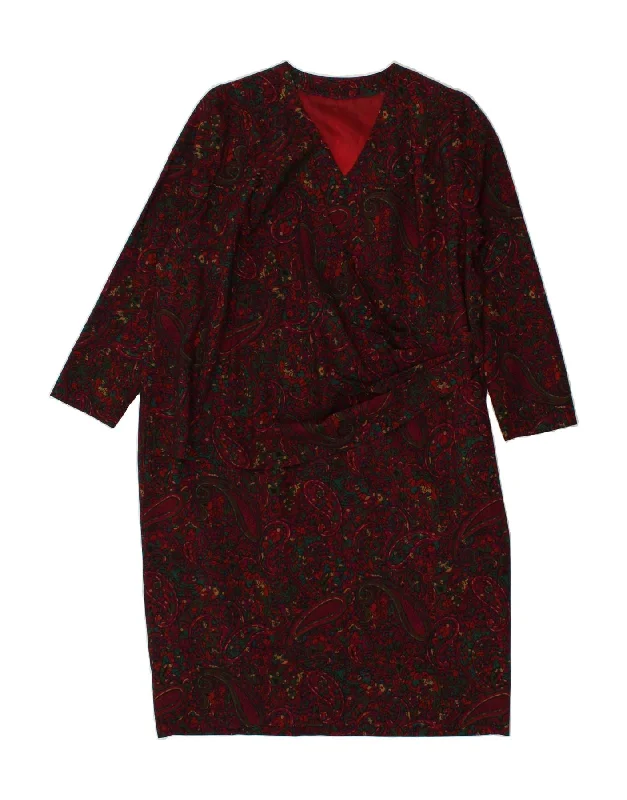 VINTAGE Womens 3/4 Sleeve Maxi Dress UK 16 Large Purple Paisley Stylish Maxi Dress with Frills VINTAGE Womens 3/4 Sleeve Maxi Dress UK 16 Large Purple Paisley Stylish Maxi Dress with Frills