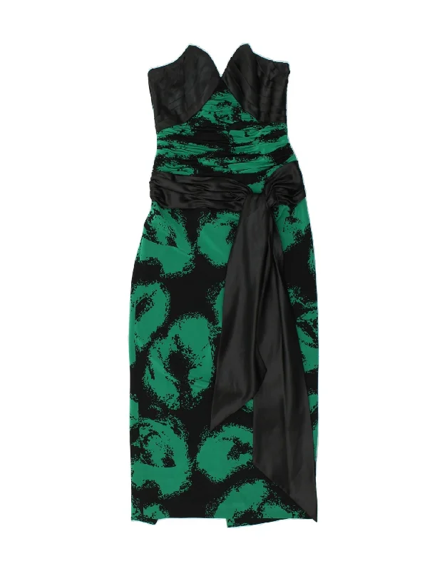 VINTAGE Womens Abstract Pattern Strapless Maxi Dress UK 12 Medium Green Cozy Knitted Maxi Dress VINTAGE Womens Abstract Pattern Strapless Maxi Dress UK 12 Medium Green Cozy Knitted Maxi Dress